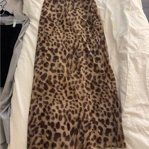 Zara Brown Leopard Print Maxi Skirt